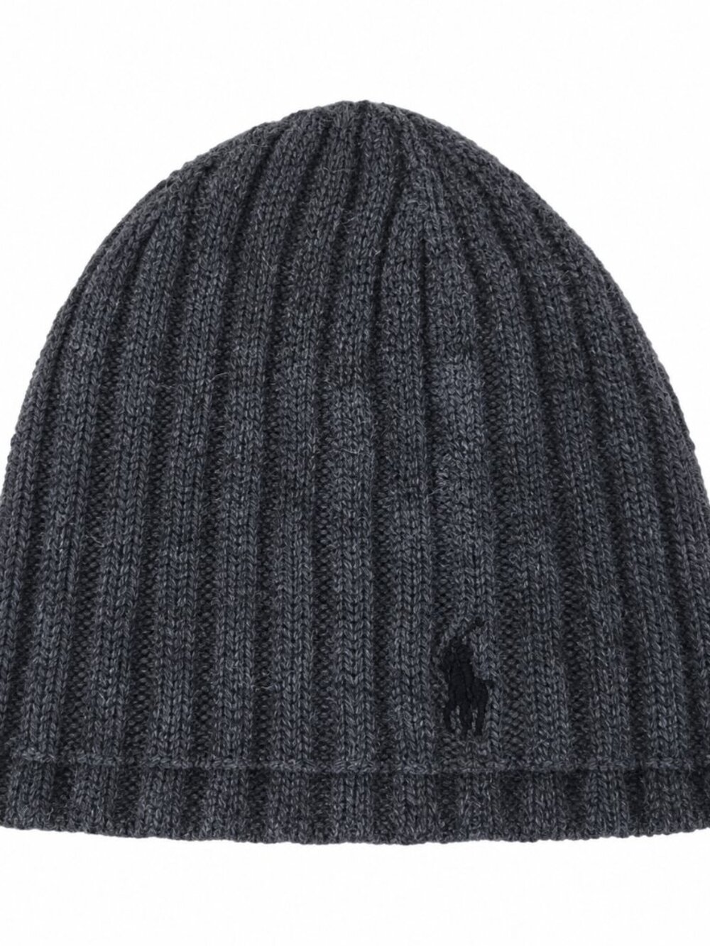 Polo Ralph Lauren Charcoal Ribbed Knit Beanie One Size